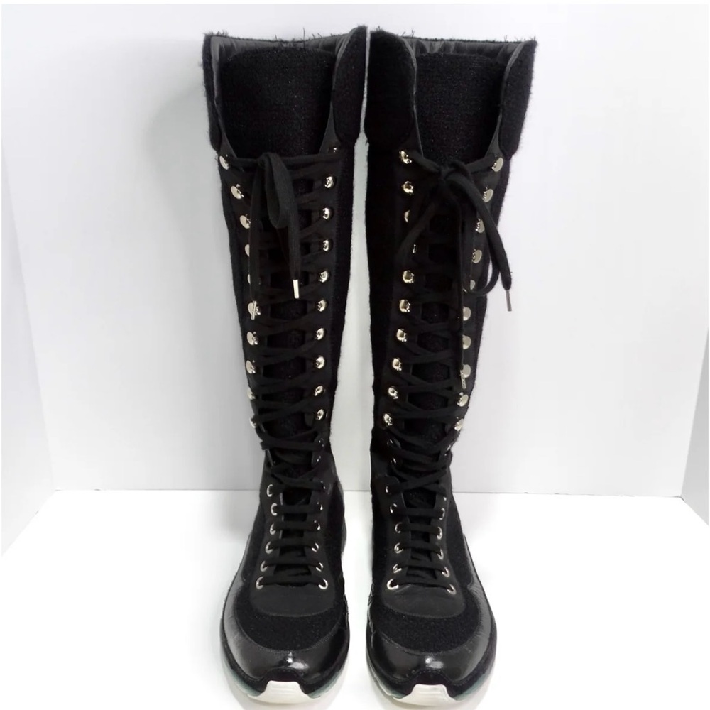 Chanel Fall 2014 Patent Calfskin Tweed Sneaker Boot